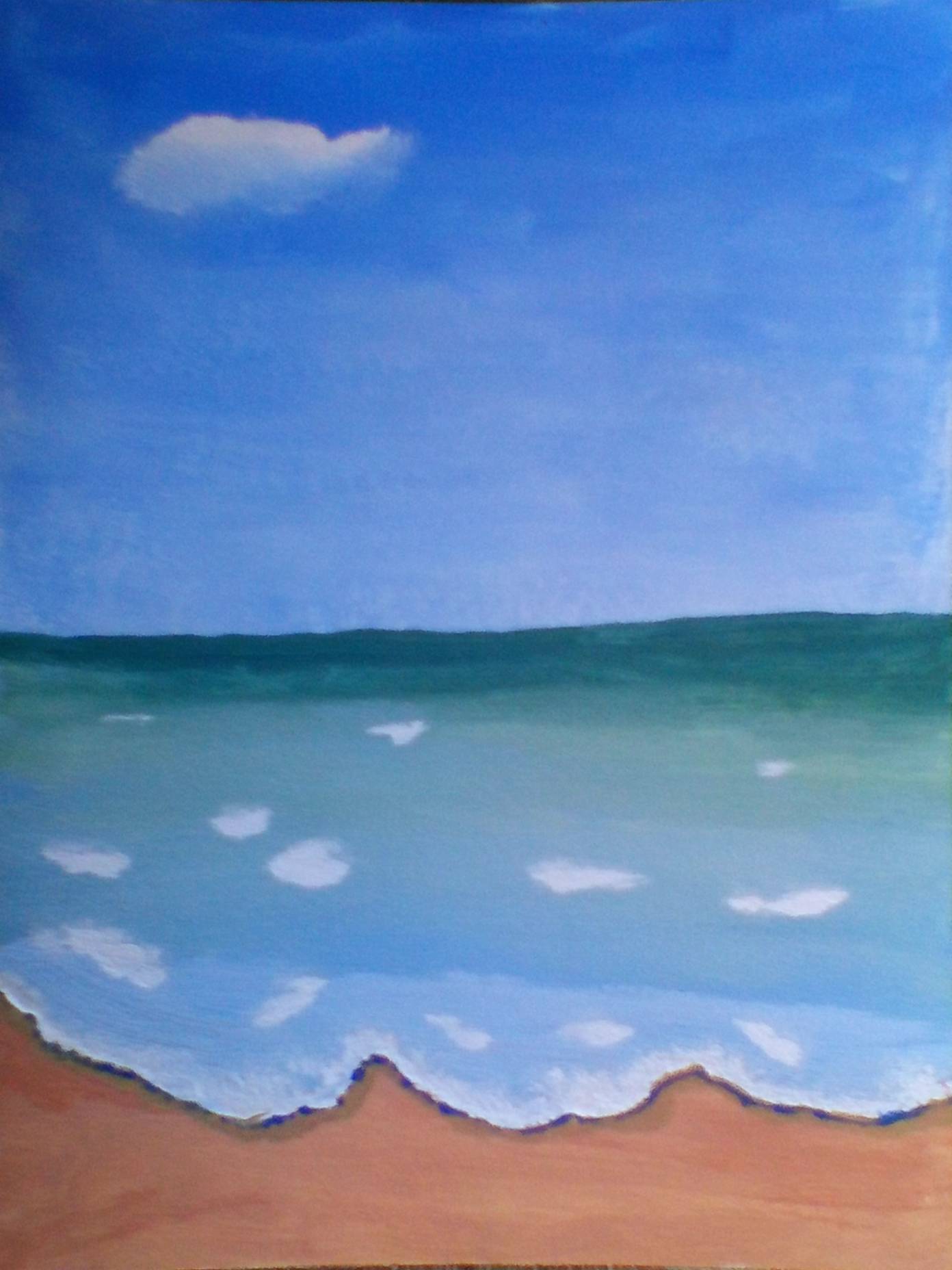 photo of a painting of a beach